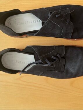 Freda Salvador Black Suede Derby Shoes
